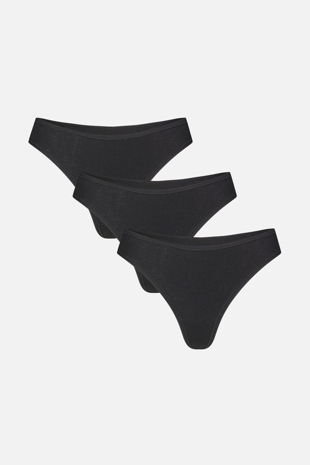 Cloud Cotton Low Thong in Black (Pack)