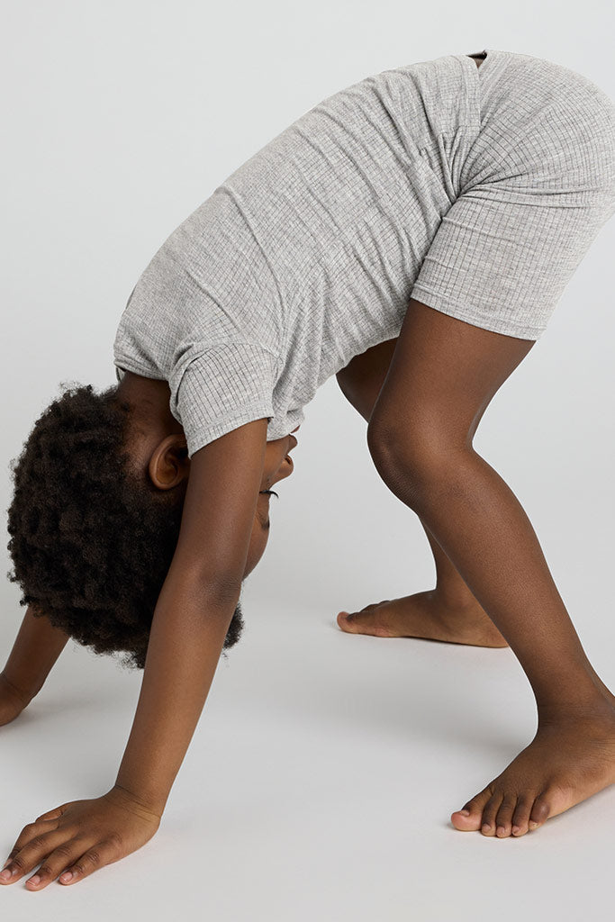 My Mini Tee + Short Set in Heather Grey