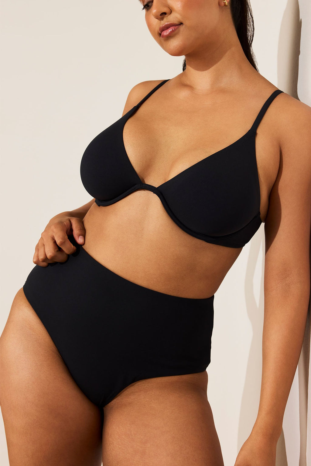 Swim Plunge Top in Black