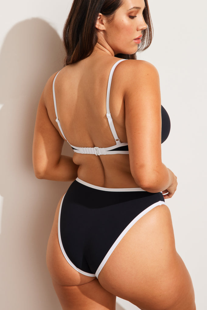 Swim Scoop Top in Black + White